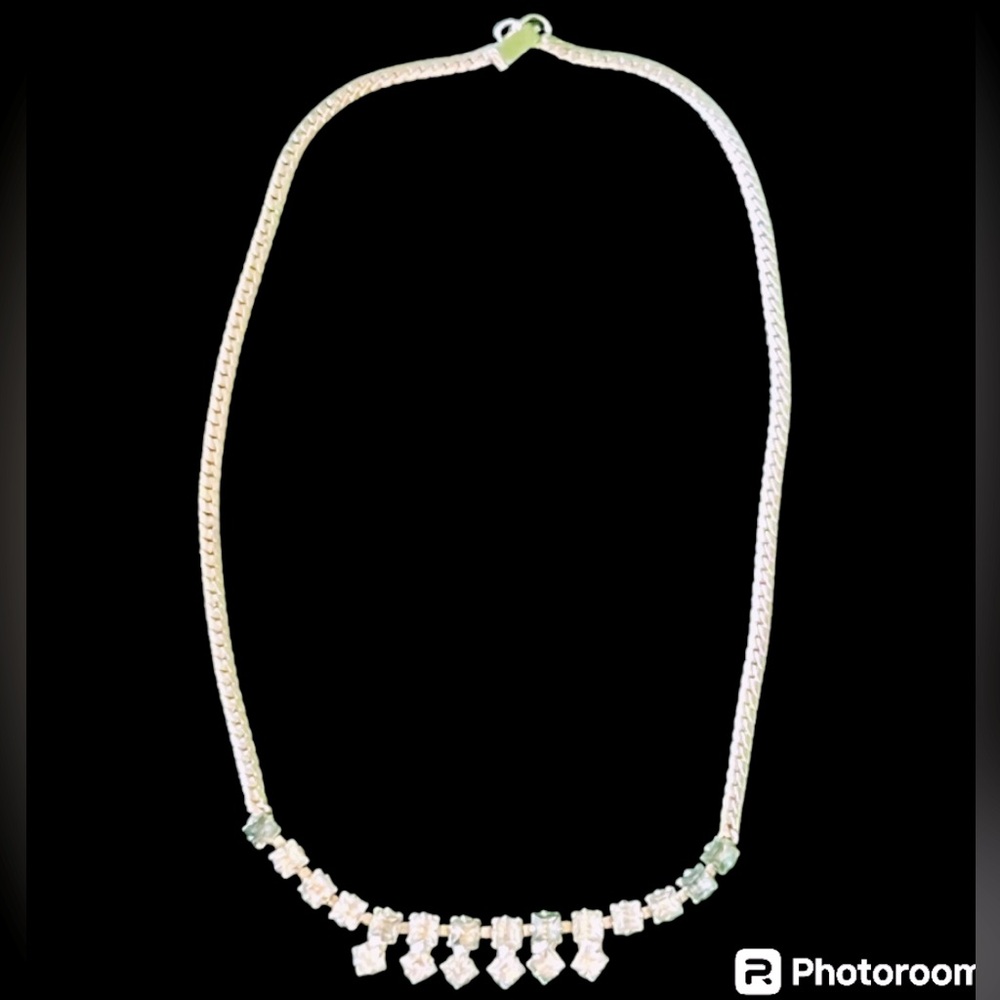Vintage Rhinestone Necklace Slightly Longer than Choker